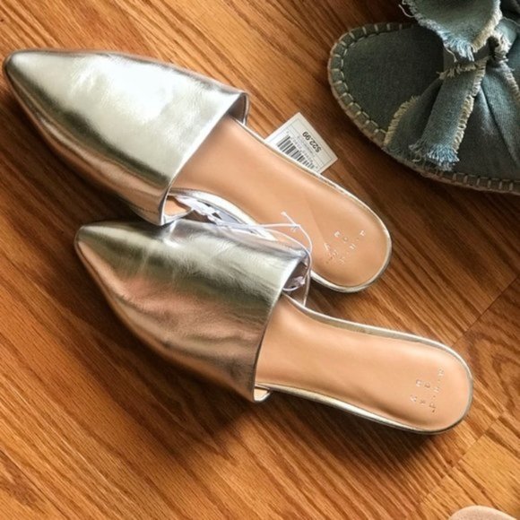 a new day Shoes - Women's A New Day Silver Backless Pointed Clogs